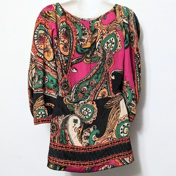YOANA BARASCHI Floral Paisley Puff Sleeve Top XS - Picture 5 of 7